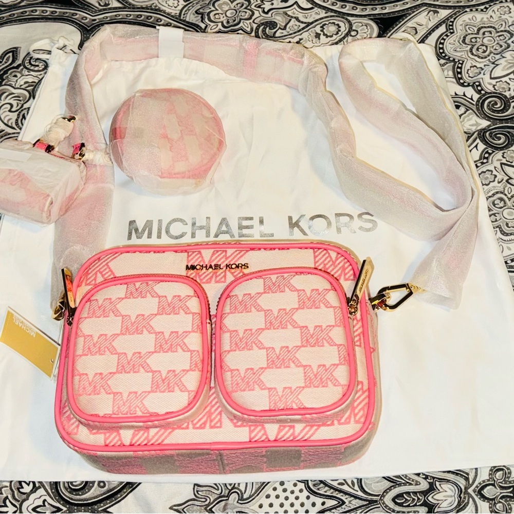 Michael Kors Pink and Cream Crossbody Bag